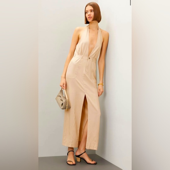 Line & Dot Pants - NWT Line & Dot Beige Halter Rosalie Maxi Dress